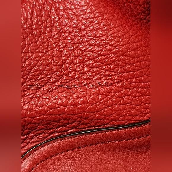 Coach Hadley Luxe Grain Leather Zip Satchel Red - Picture 7 of 14